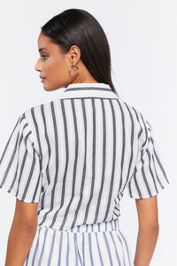 WHITE/NAVY Striped Ruched Crop Top, image 3