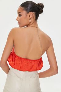 POMPEIAN RED  Snake Chain Halter Crop Top, image 4
