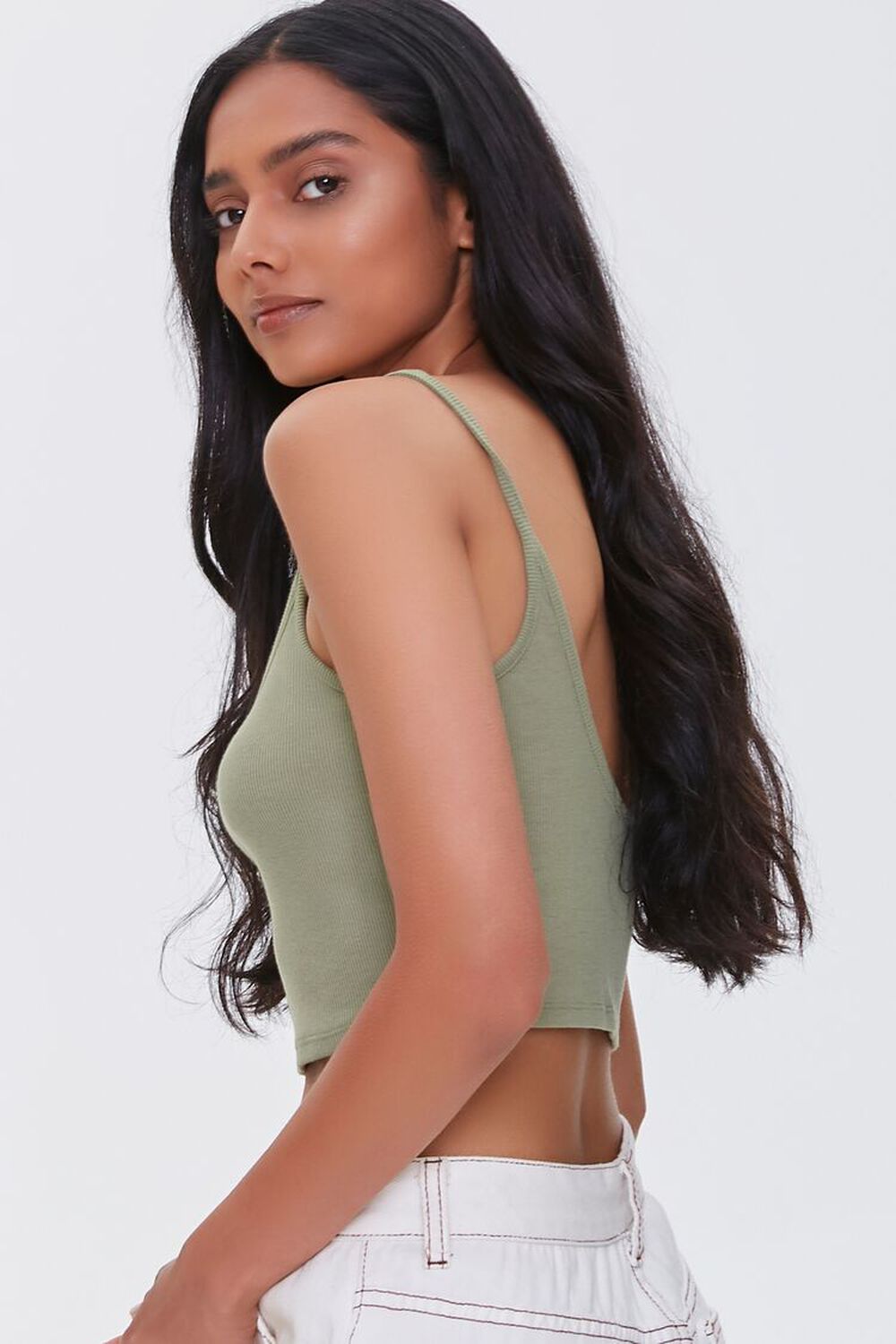 OLIVE Ribbed Cropped Cami, image 2