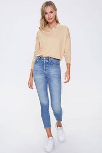 TAUPE Ribbed Collared Top, image 4