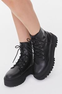 BLACK/BLACK Faux Leather Lace-Up Booties, image 5