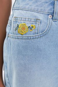 LIGHT DENIM/MULTI Embroidered Floral Denim Shorts, image 3