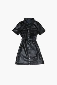 BLACK Girls Faux Leather Shirt Dress (Kids), image 1