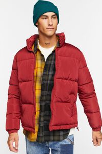 BURGUNDY Quilted Puffer Jacket, image 6