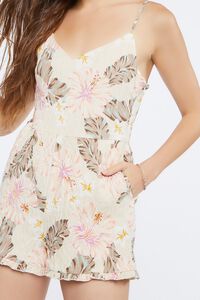 TAUPE/MULTI Tropical Print Lace-Back Romper, image 5