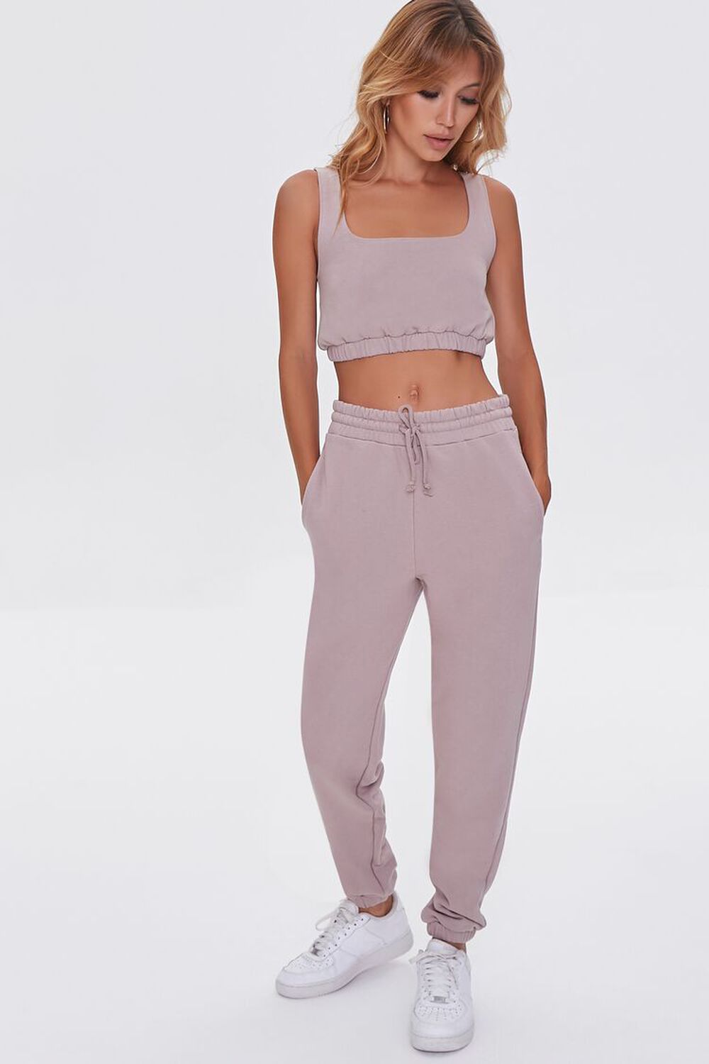 TAUPE French Terry Drawstring Joggers, image 1