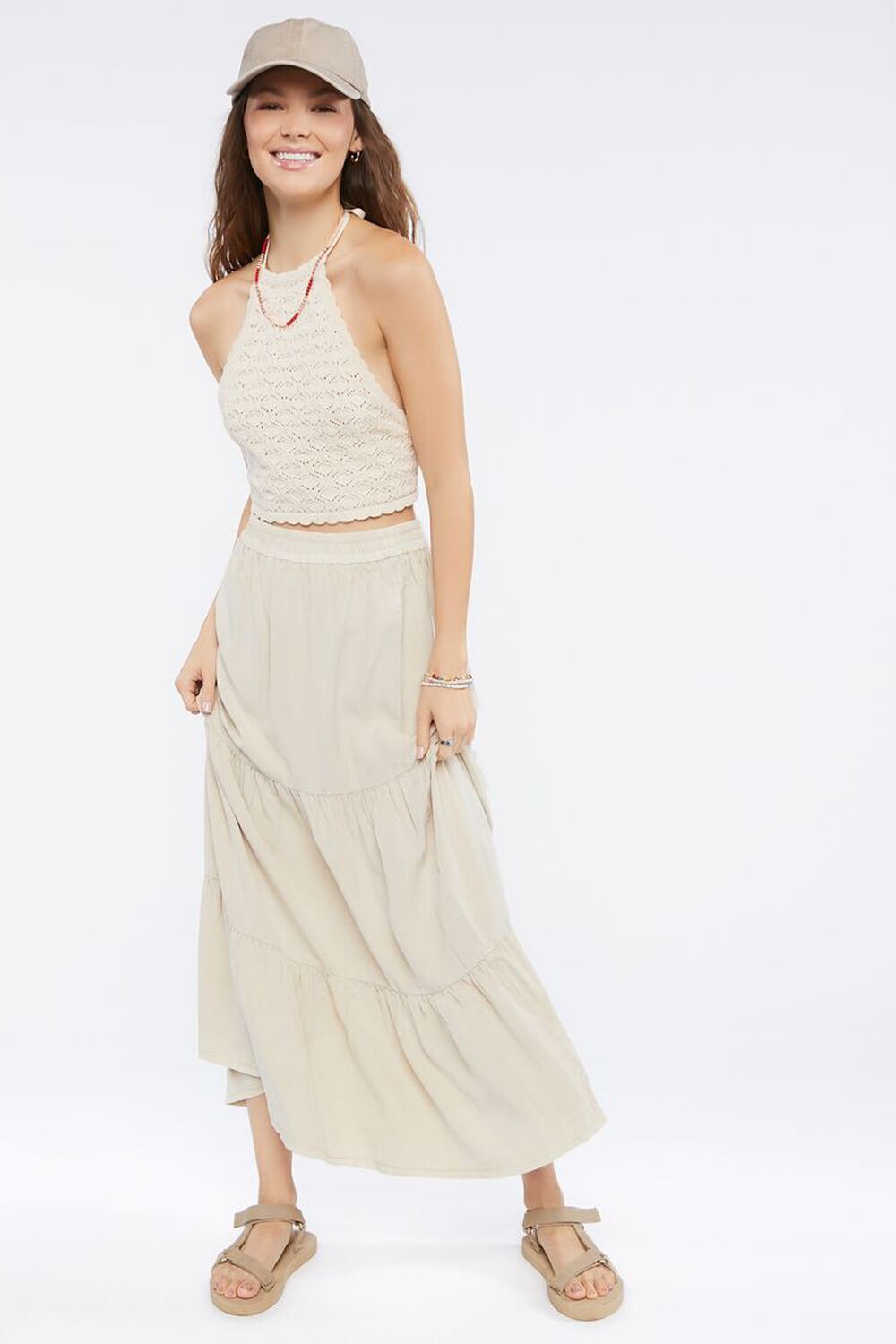 SANDSHELL Tiered High-Rise Maxi Skirt, image 1