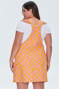 PINK/MULTI Plus Size Checkered Overall Dress, image 3