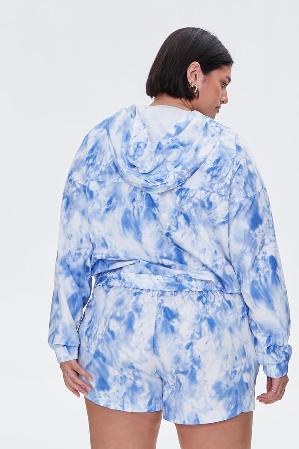 BLUE/WHITE Plus Size Active Tie-Dye Jacket, image 3