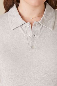 HEATHER GREY Plus Size Cotton-Blend Polo Shirt, image 5