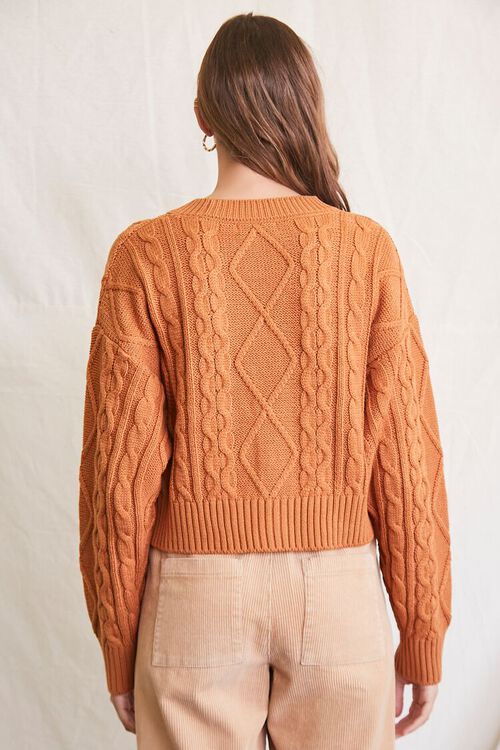 TAN Cable Knit Cardigan Sweater, image 3