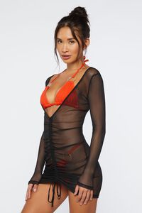 BLACK Sheer Mesh Swim Cover-Up Dress, image 1