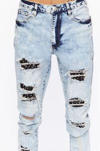 MEDIUM DENIM Bleached Wash Distressed Skinny Jeans, image 6