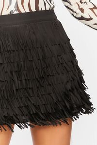 BLACK Tiered Fringe Mini Skirt, image 5