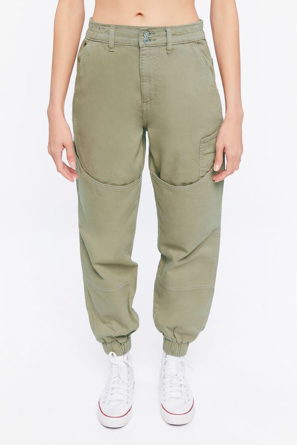 OLIVE Pocket High-Rise Twill Joggers, image 2