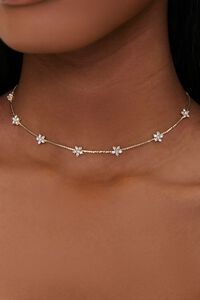 Rhinestone Floral Choker Necklace, image 1