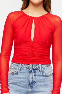 BERRY Ruched Mesh Cutout Crop Top, image 5