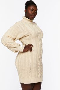 TAN Plus Size Cable Knit Sweater Dress, image 6