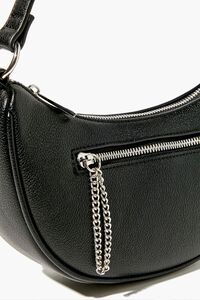 BLACK Faux Leather Baguette Shoulder Bag, image 6