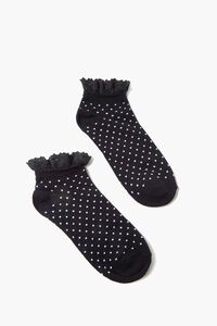 Polka Dot Lace-Trim Ankle Socks, image 2