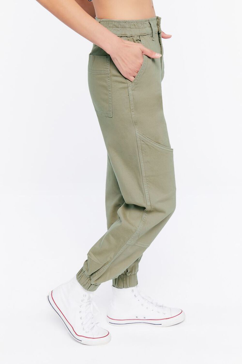 OLIVE Pocket High-Rise Twill Joggers, image 3