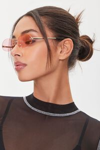 GOLD/PINK Oval Tinted Sunglasses, image 2