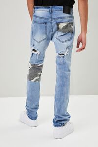 MEDIUM DENIM Camo Patchwork Distressed Jeans, image 4