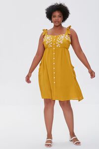 GOLD/CREAM Plus Size Embroidered Floral Mini Dress, image 4
