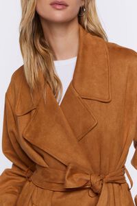 CAMEL Faux Suede Belted Trench Coat, image 5