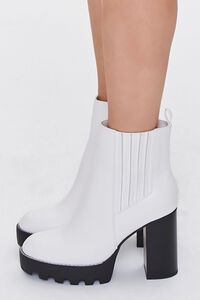 WHITE Block Heel Chelsea Boots, image 2