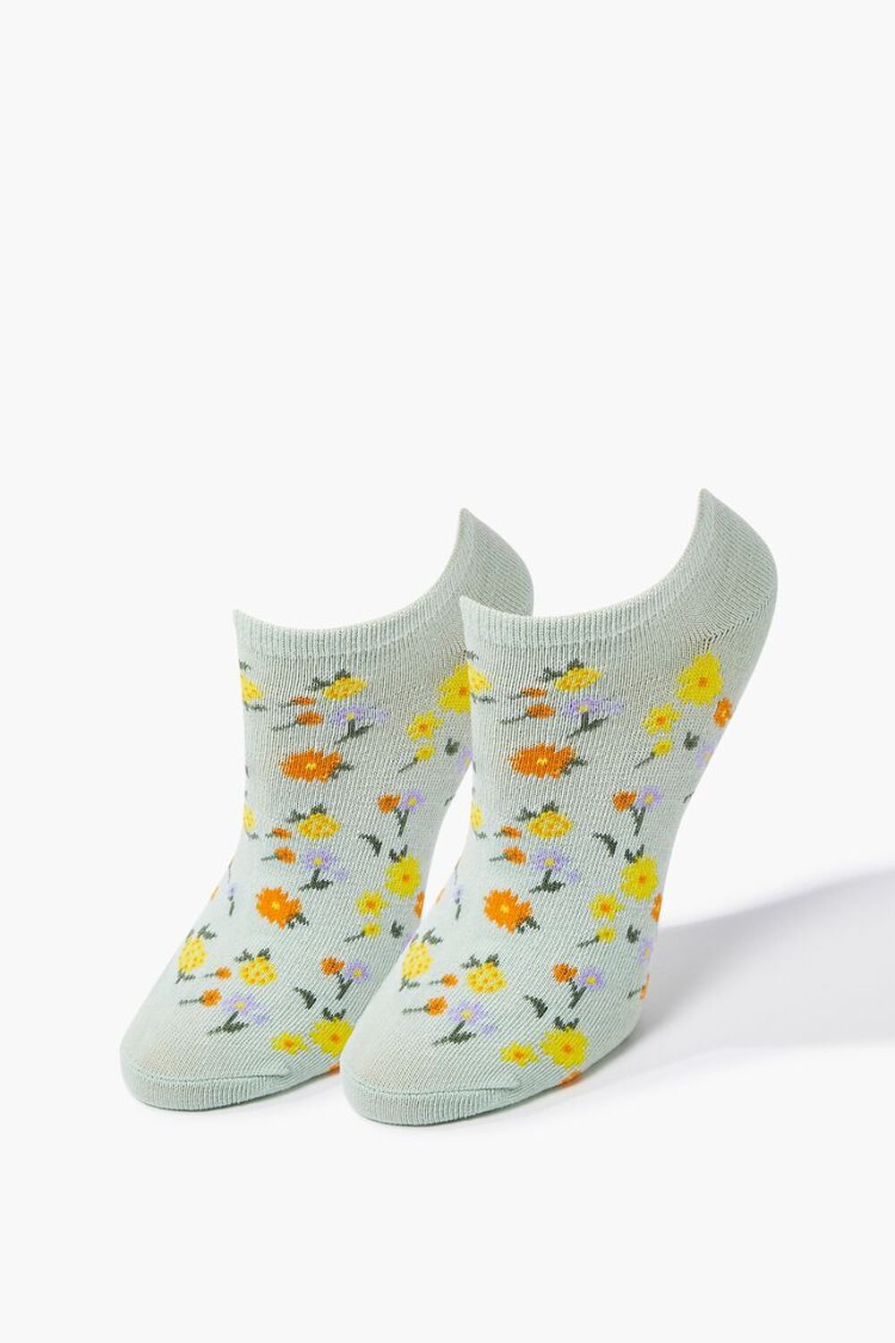 MINT/MULTI Floral Print Ankle Socks, image 1
