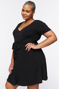 BLACK Plus Size Tie-Waist Mini Dress, image 2