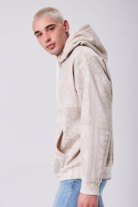 TAUPE/CREAM Paisley Print French Terry Hoodie, image 3
