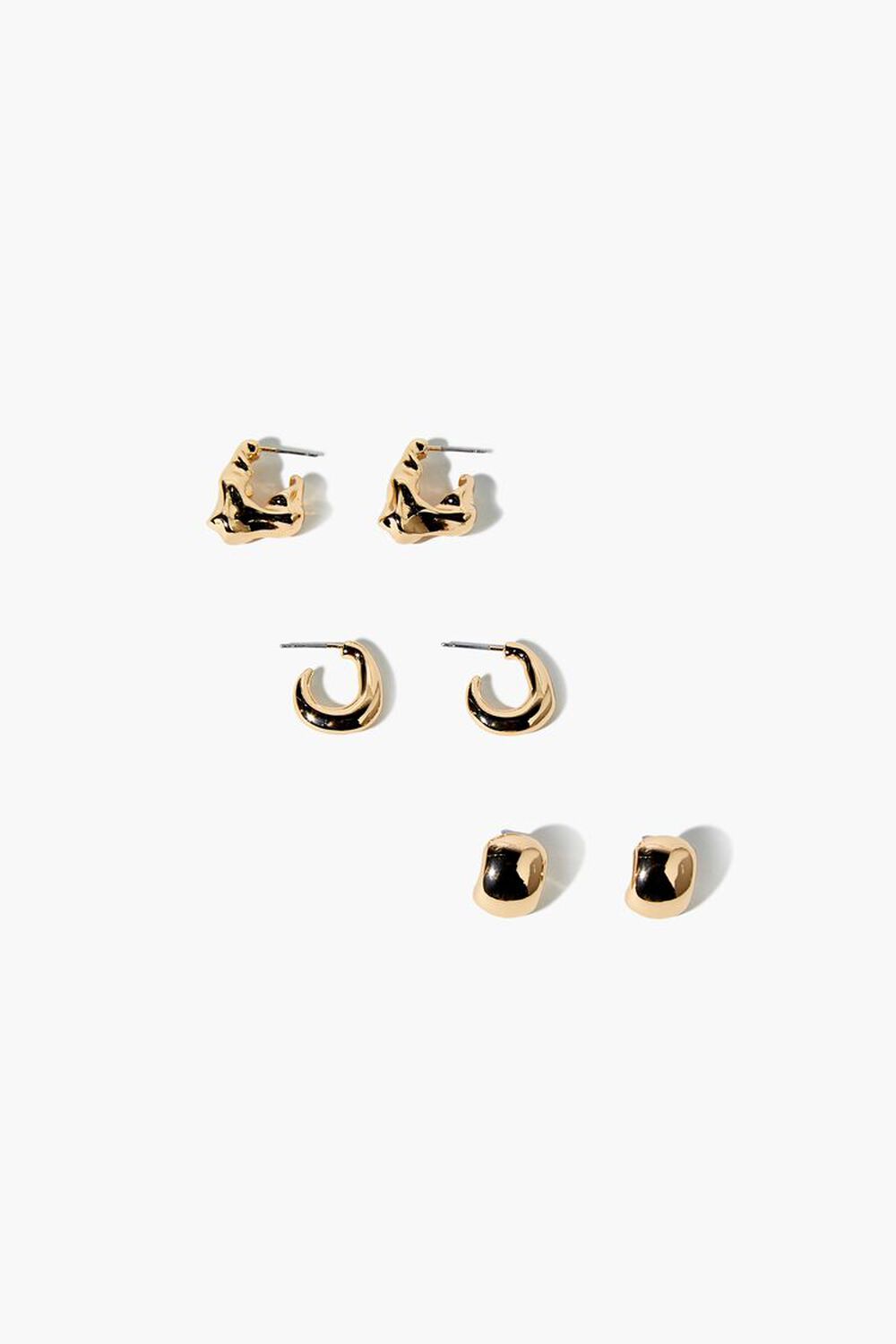GOLD Stud & Hoop Earrings Set, image 1
