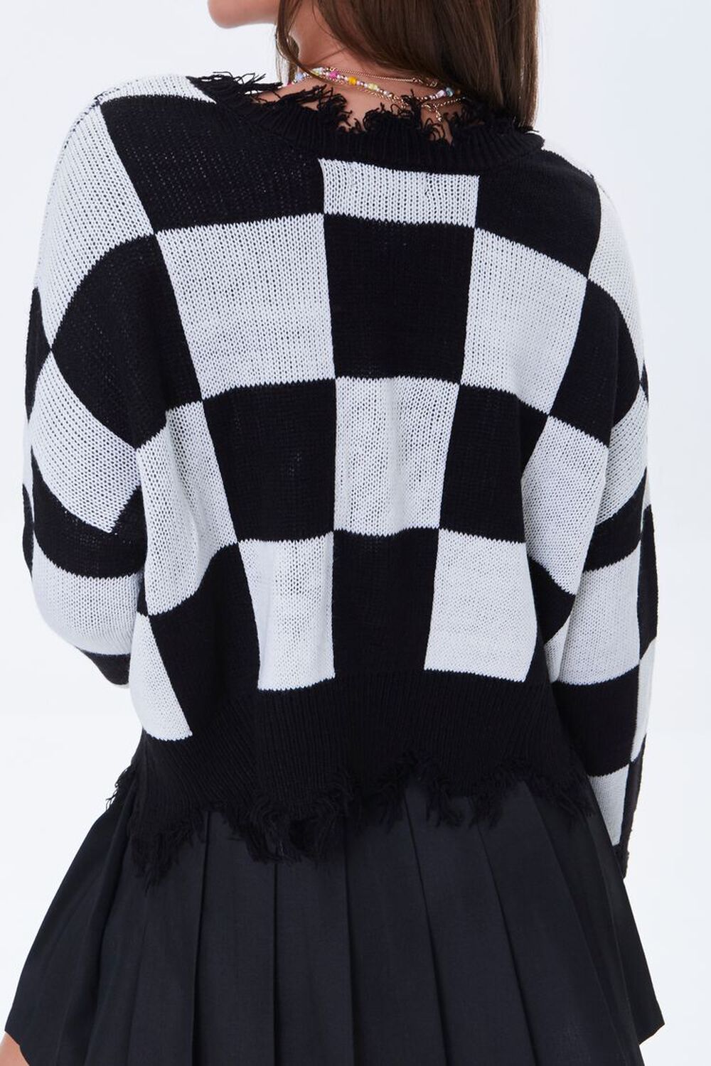 BLACK/WHITE Checkered Sharkbite Sweater, image 3