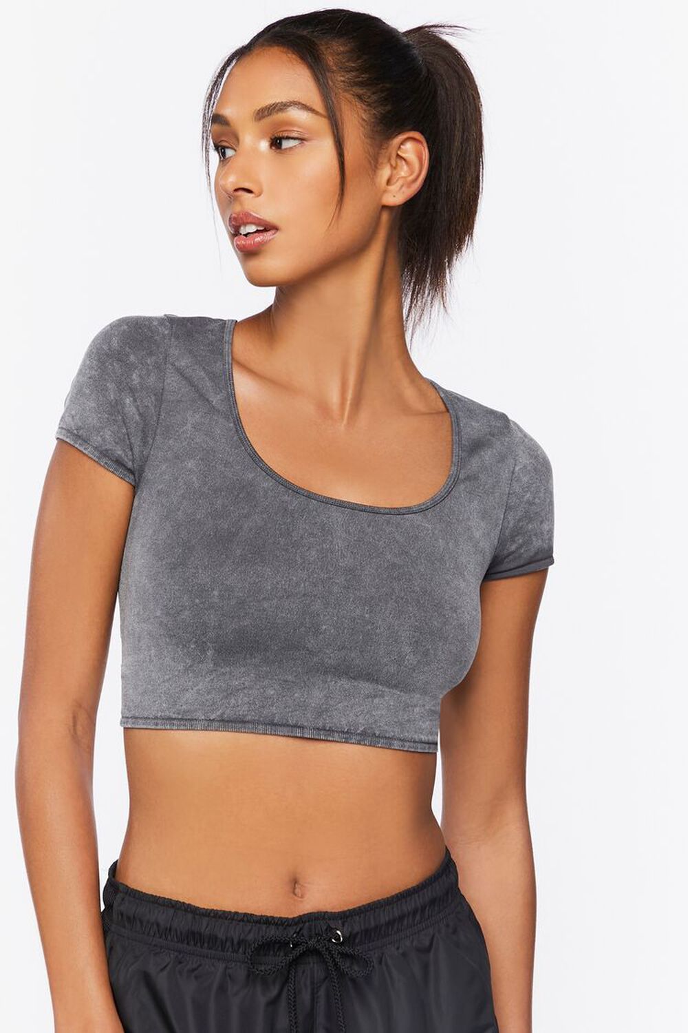 Active Mineral Wash Ruched Crop Top, image 1