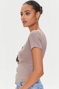 TAUPE Cutout Button-Loop Tee, image 2