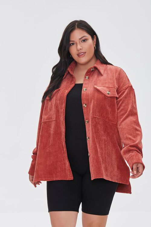 RUST Plus Size Textured High-Low Jacket, image 1