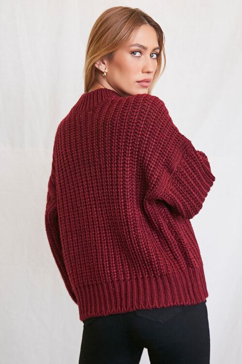 BURGUNDY Ribbed Drop-Sleeve Sweater, image 3