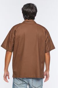 BROWN/CREAM Twill Wolf Graphic Button-Front Shirt, image 3