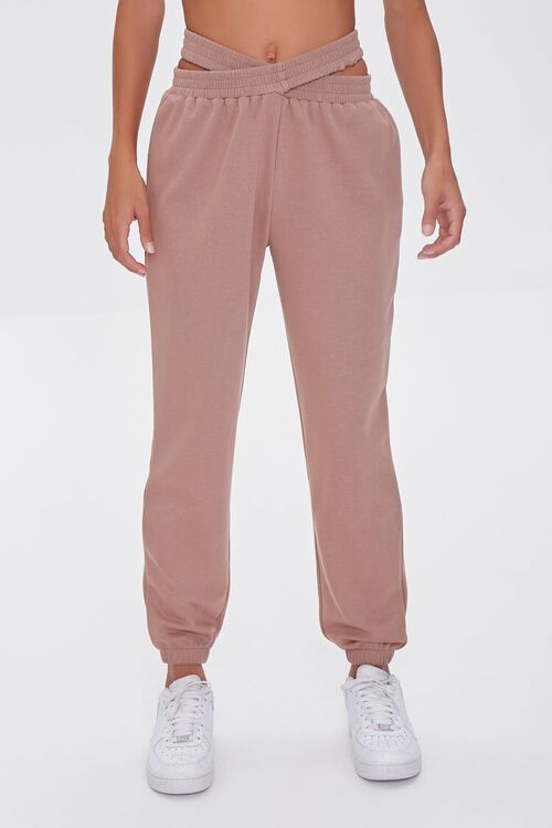 TAUPE Crisscross French Terry Joggers, image 2
