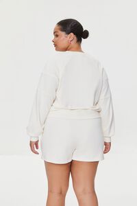 CREAM/BLUE Plus Size Embroidered Beverly Hills Pullover, image 3