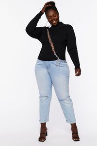 BLACK Plus Size Ribbed Lace-Up Sweater, image 4