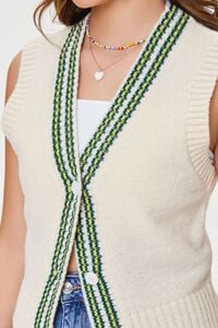 CREAM/GREEN Striped Sweater Vest, image 5