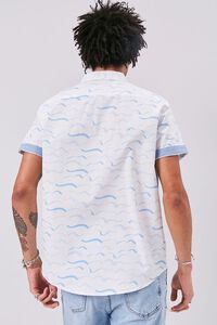 WHITE/BLUE Wave Print Fitted Shirt, image 3