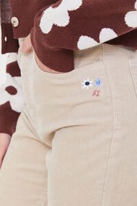 BEIGE/MULTI Embroidered Floral Corduroy Pants, image 6