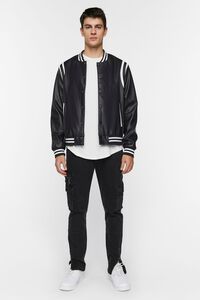 BLACK/WHITE Faux Leather Varsity Jacket, image 4