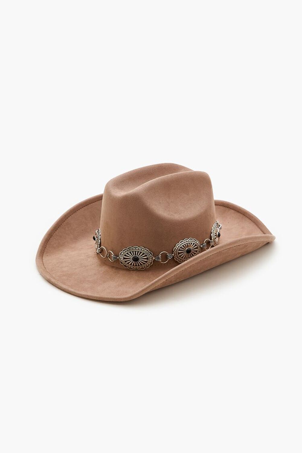 TAUPE/SILVER Faux Stone Chain Cowboy Hat, image 2