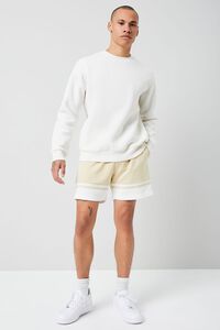 KHAKI/WHITE French Terry Varsity-Striped Shorts, image 5