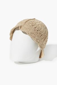 TAN Crochet Scalloped-Trim Bucket Hat, image 2